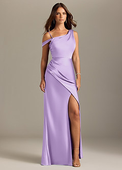 Azazie Madelyn Bridesmaid Dresses Lilac Mermaid Off the Shoulder Stretch Satin Convertible Dress image9