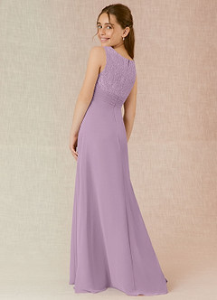Azazie Snow Junior Wisteria A-Line Lace Chiffon Dress image2