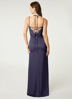 Azazie Desi Bridesmaid Dresses Stormy Sheath Halter Corset Stretch Satin Dress image3