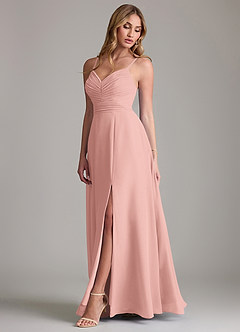 Azazie Terese Bridesmaid Dresses Rosette A-Line Pleated Chiffon Dress image4