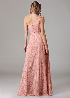 Azazie Ellianna Jurken voor bruidsmeisjes Jurk van Bloemen Burn-out met A-Lijn One-Shoulder Rozet image2