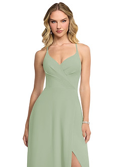 Azazie Davis Bridesmaid Dresses Dusty Sage A-Line V-Neck Chiffon Dress image4