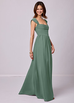 Barbie ♥ Azazie Bridesmaid Dresses Eucalyptus A-Line Corset Chiffon Dress image3