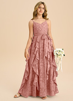 Azazie Peyton Junior Vestido de Rosetón de Devorado Floral de Corte en A con Plisado image6