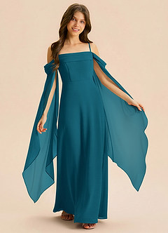 Azazie Moana Junior Linia A Pofałdowany Szyfon Długość podłogi Młodsza druhna Sukienka image1