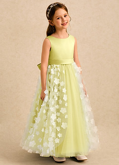 Azazie Maya Flower Girl Dresses Lemon Sorbet Ball-Gown Bow Tulle Dress image2