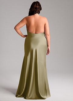 Azazie Lorena Bridesmaid Dresses Moss Green Mermaid Pleated Stretch Satin Dress image8