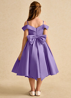Azazie Favia Flower Girl Dresses Tahiti A-Line Off the Shoulder Matte Satin Dress image2