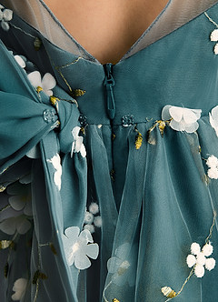 Azazie Elowen Robe Demoiselle D'honneur Fillette Robe Trapèze en Dentelle Encolure en Forme de Cœur Vert Pin image7