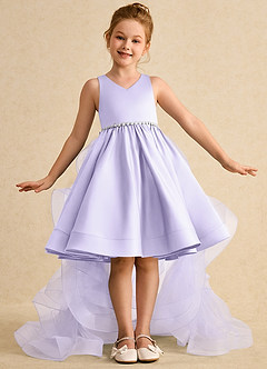 Azazie Julietta Flower Girl Dresses Lilac Ball-Gown Convertible Tulle Dress image2