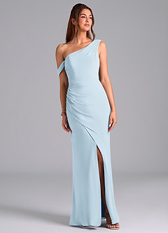 Azazie Madelyn Bridesmaid Dresses Sky Blue Mermaid One Shoulder Chiffon Convertible Dress image1