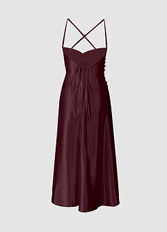 Merlot Cowl V-Neck Tie Back Midi Dress image5