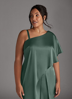 Azazie Hagretta Mother of the Bride Dresses Sea Moss Jumpsuit/Pantsuit Stretch Satin Dress image12