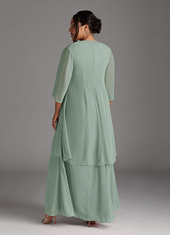 Azazie Manuella Mother of the Bride Dresses Agave A-Line V-Neck Pleated Chiffon Dress image6