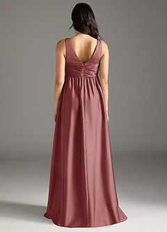 Azazie Yetta Maternity Bridesmaid Dresses A-Line Pleated Stretch Satin Floor-Length Dress image7