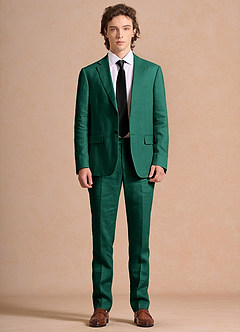 front Harrison Smaragd Anzug aus 100 % Leinen