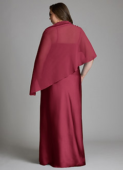 Azazie Jaleesa Bridesmaid Dresses Burgundy Sheath High Neck Stretch Satin Dress image6