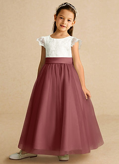 Azazie Pookie Flower Girl Dresses Amethyst A-Line Lace Tulle Dress image1
