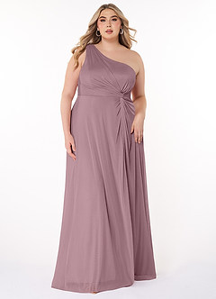 Azazie Brooke Bridesmaid Dresses A-Line One Shoulder Mesh Floor-Length Dress image6