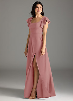 Azazie Bondi Bridesmaid Dresses Dusty Rose A-Line Ruched Stretch Crepe Dress image4