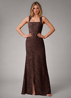 Azazie Luci Bridesmaid Dresses Ganache Mermaid Pleated Floral Burnout Convertible Dress image5