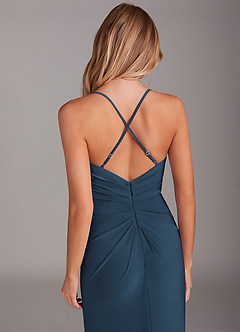 Azazie Sami Bridesmaid Dresses Neptune Sheath Pleated Luxe Knit Dress image6