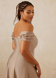 Christian Siriano Bridal for Azazie 1002 Bridesmaid Dresses Taupe A-Line Off the Shoulder Stretch Satin Convertible Dress image10