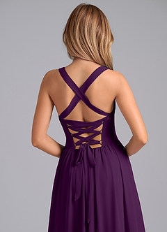 Azazie Francis Bridesmaid Dresses Grape A-Line Corset Chiffon Dress image7