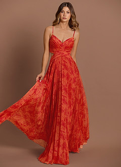 Mariselle Tangerine Pleated Maxi Dress image2