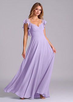 Azazie Leilani Bridesmaid Dresses Lilac A-Line Pleated Chiffon Dress image3