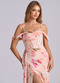 Azazie Amyra 신부 들러리 드레스 쉬스 오프 더 숄더 쉬폰 바닥 길이 드레스 image2