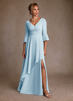 Azazie Eire Mother of the Bride Dresses Sky Blue A-Line Pleated Chiffon Dress image4