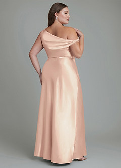 Azazie Emerson Bridesmaid Dresses English Rose Mermaid Off the Shoulder Metallic Satin Dress image9