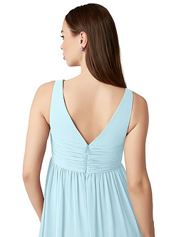 Azazie Yetta Maternity Bridesmaid Dresses A-Line V-Neck Gathered Chiffon Floor-Length Dress image3