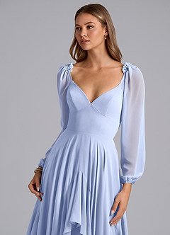Azazie Karan Bridesmaid Dresses Ice A-Line Long Sleeve Chiffon Dress image6