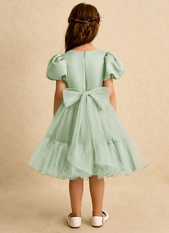 Azazie Cocoa Abiti da Ragazza di Fiori Abito Principessa in Tulle Plissettato Verde Salvia image6