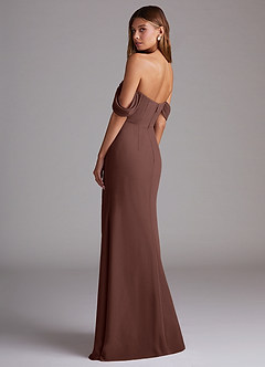 Azazie Saige Bridesmaid Dresses Espresso A-Line Off the Shoulder Chiffon Convertible Dress image8