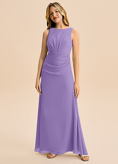 Azazie Floris Junior Jurk van Chiffon met A-Lijn Geplooid Tahiti image4