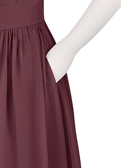 Azazie Molly Junior Abito A-Line in Chiffon Plissettato Sangria image10