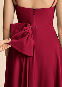 Azazie Bear Junior Burgundy A-Line Pleated Chiffon Dress image8