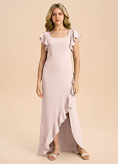 Azazie Demi Junior Robe Sirène en Satin extensible Arc Rose Pâle image6