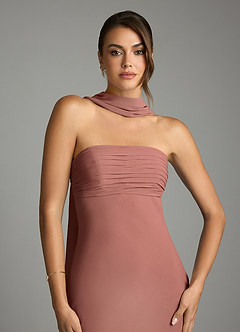 Azazie Saylor Vestidos de damas de honor Vestido de Rosa De Cedro de Gasa de Corte Sirena con Sin tirantes image6