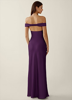 Gwendonme Grape Satin Crystal Linen Prom Dress image2