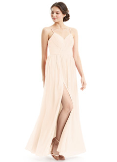 Azazie Cora Bridesmaid Dresses Pearl Pink A-Line Pleated Chiffon Dress image4