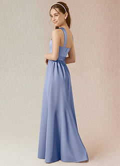 Azazie Jiya Junior Ice A-Line Pleated Stretch Satin Dress image3