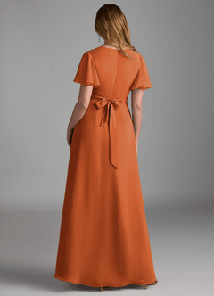 Azazie Zaniah Bridesmaid Dresses Cinnamon A-Line Chiffon Dress image2
