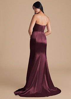 Azazie Aura Vestidos de damas de honor Vestido de Cabernet de Satén Metálico de Corte Sirena Convertible image3