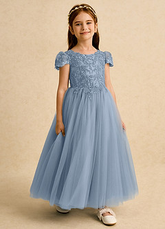 Azazie Puff Sukienki dla dziewczynek sypiących kwiaty Suknia balowa Koronka Tiul Długość kostki Sukienka image6