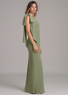 Azazie Capri At-home Try On Dresses Black A-Line One Shoulder Chiffon Dress image3