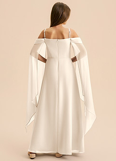 Azazie Moana Junior White Alabaster A-Line Pleated Chiffon Dress image5